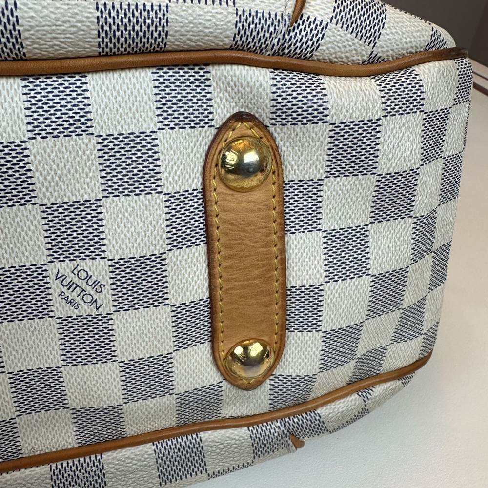 Louis Vuitton Damier Azur Canvas Tote with Tan Trim and Gold Hardware - Picture 6 of 15